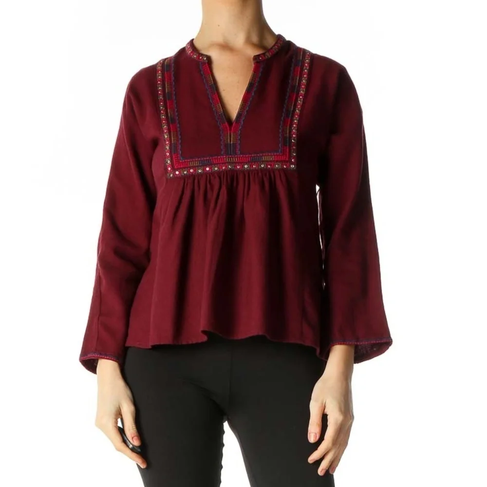 Madewell Red Solid Casual Blouse - Picture 1 of 4